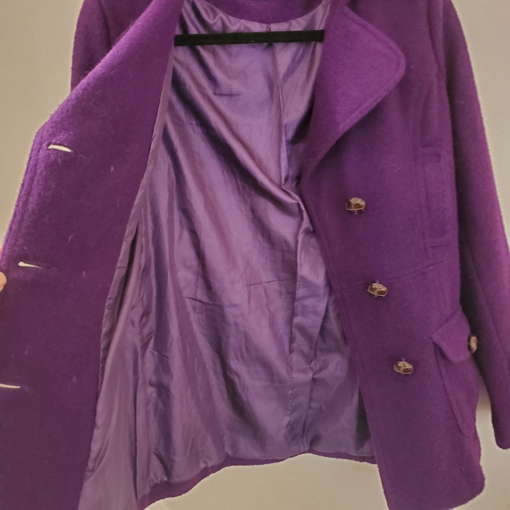 Purple pea coat, wool blend, size small from Aberdeen & Skye - Picture 8 of 11